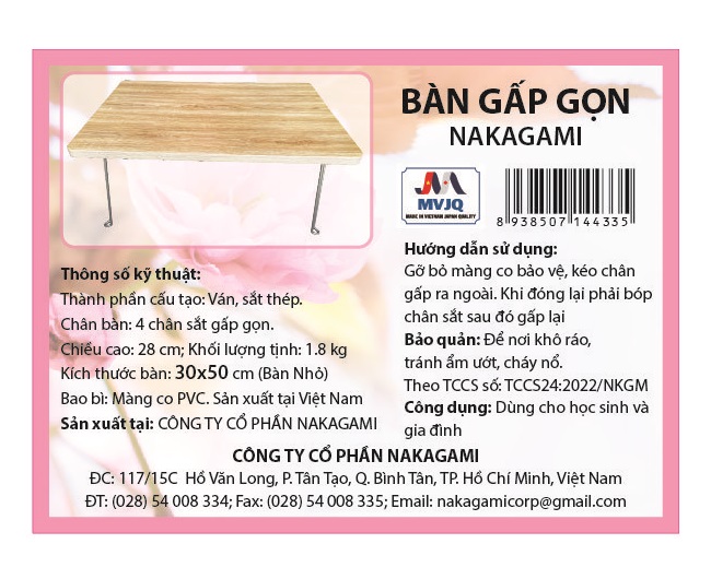 Bàn học trẻ em - làm việc gấp gọn mặt vân gỗ sang trọng gồm nhiều Kích thước