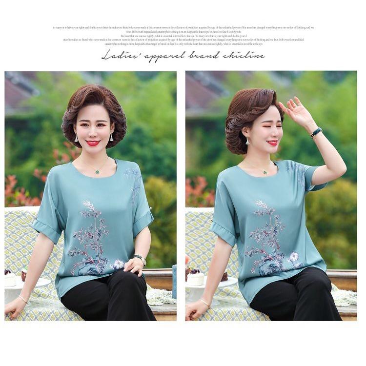 Áo sơ mi lụa trung niên nữ cho bà cho mẹ- áo kiểu nữ sang trọng
