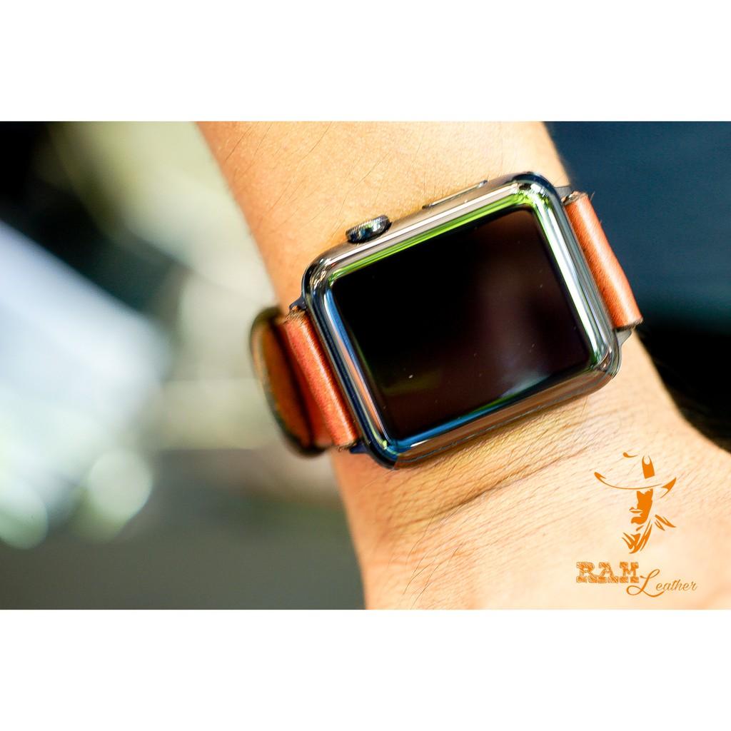 DÂY APPLE WATCH DA BÒ NÂU ĐỎ – RAM SIMPLE 3-ĐỦ SIZE APPLE WATCH 38/40, 42/44