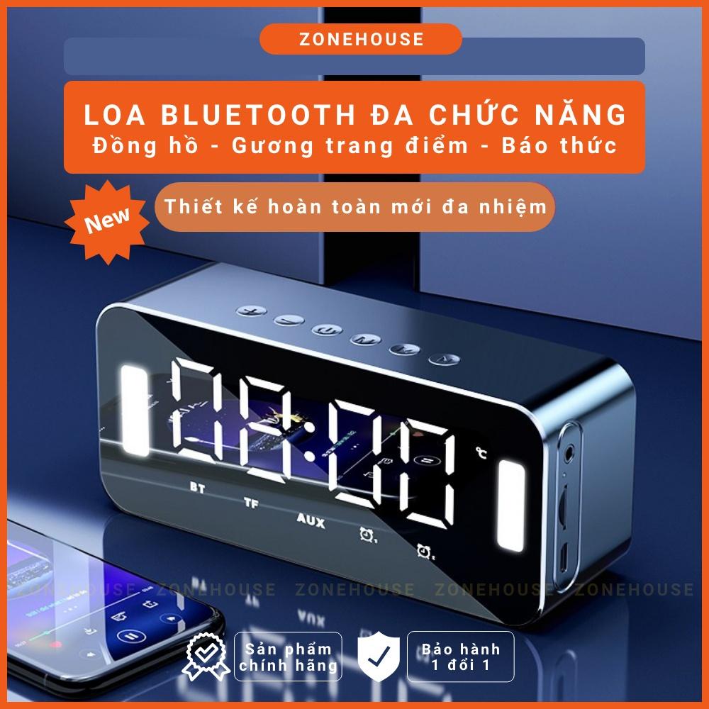 Loa Bluetooth màn hình gương ZH8-NEW, đèn led gương, đồng hồ báo thức, đèn ngủ, FM, karaoke, chống ồn, Bass căng - Hàng Chính Hãng