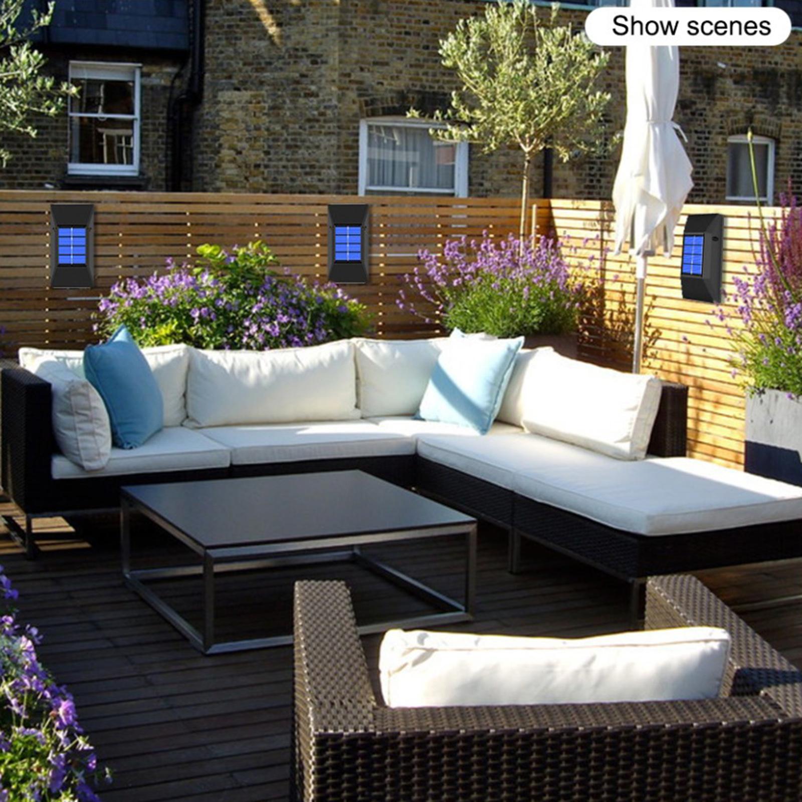 2 Pack Solar Deck Lights Outdoor Waterproof, Solar Powered Wall Lights Fence Lights Night Outside Lights Decorations for Steps Stairs Walkway Fences