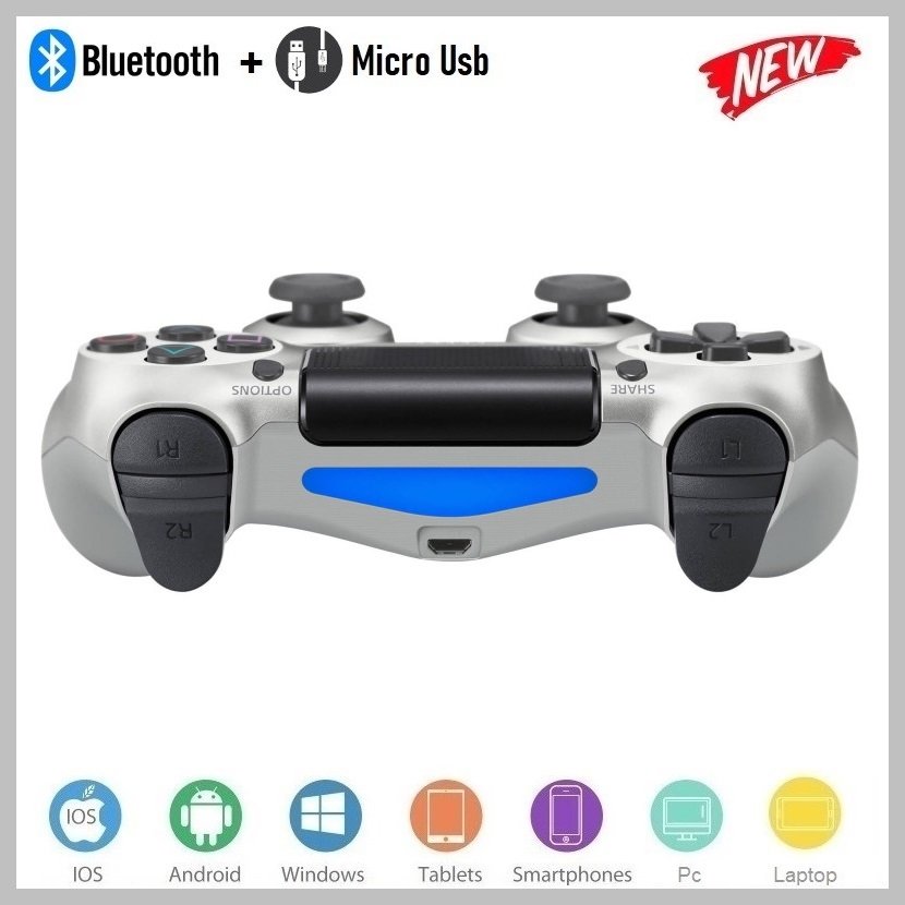 Gamepad Không dây Bluetooth PlayStation Silver cho máy tính - điện thoại - máy game Console PS/4