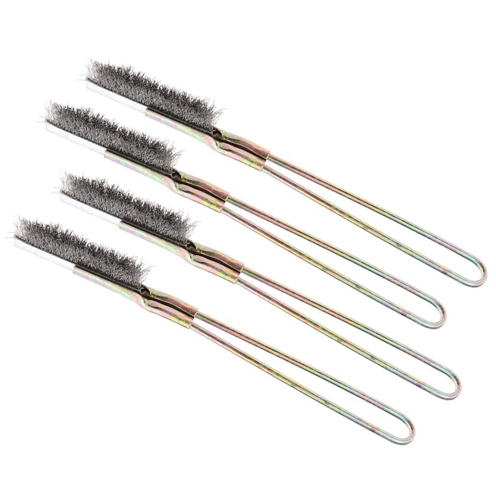 4pcs Straight Head Brass/Nylon/Stainless Steel Rust Remover Tools