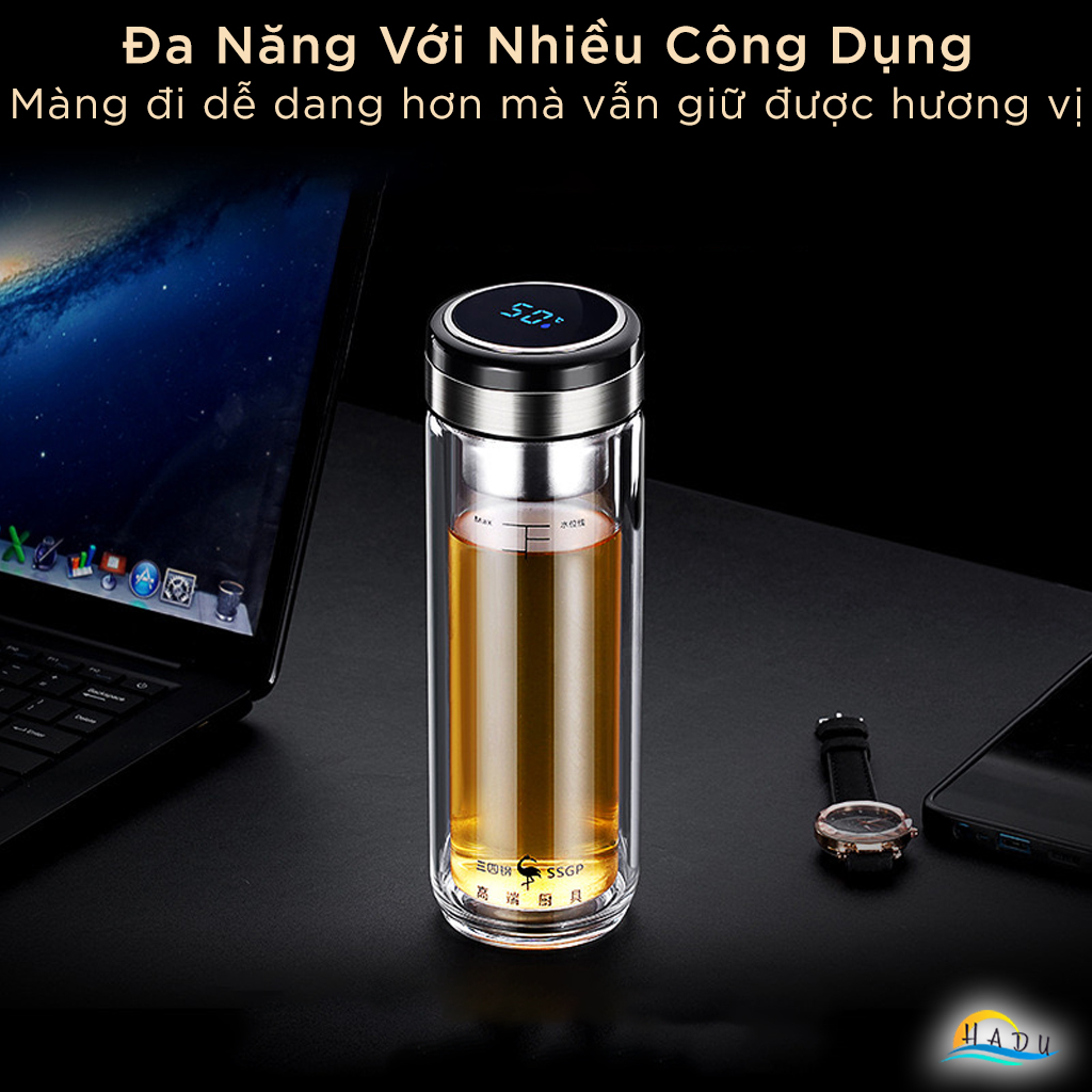 Bình Pha Trà Giữ Nhiệt Thủy Tinh 2 Lớp Có Lõi Lưới Lọc Cao Cấp 400ml Đạt Chất Lượng LFGB Đức SSGP