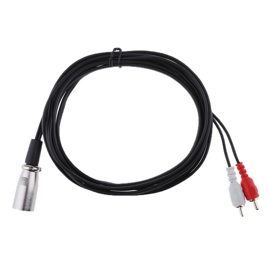 3Pin XLR Male to Dual RCA Plug Splitter Audio Adapter Cable Cord 3 meter