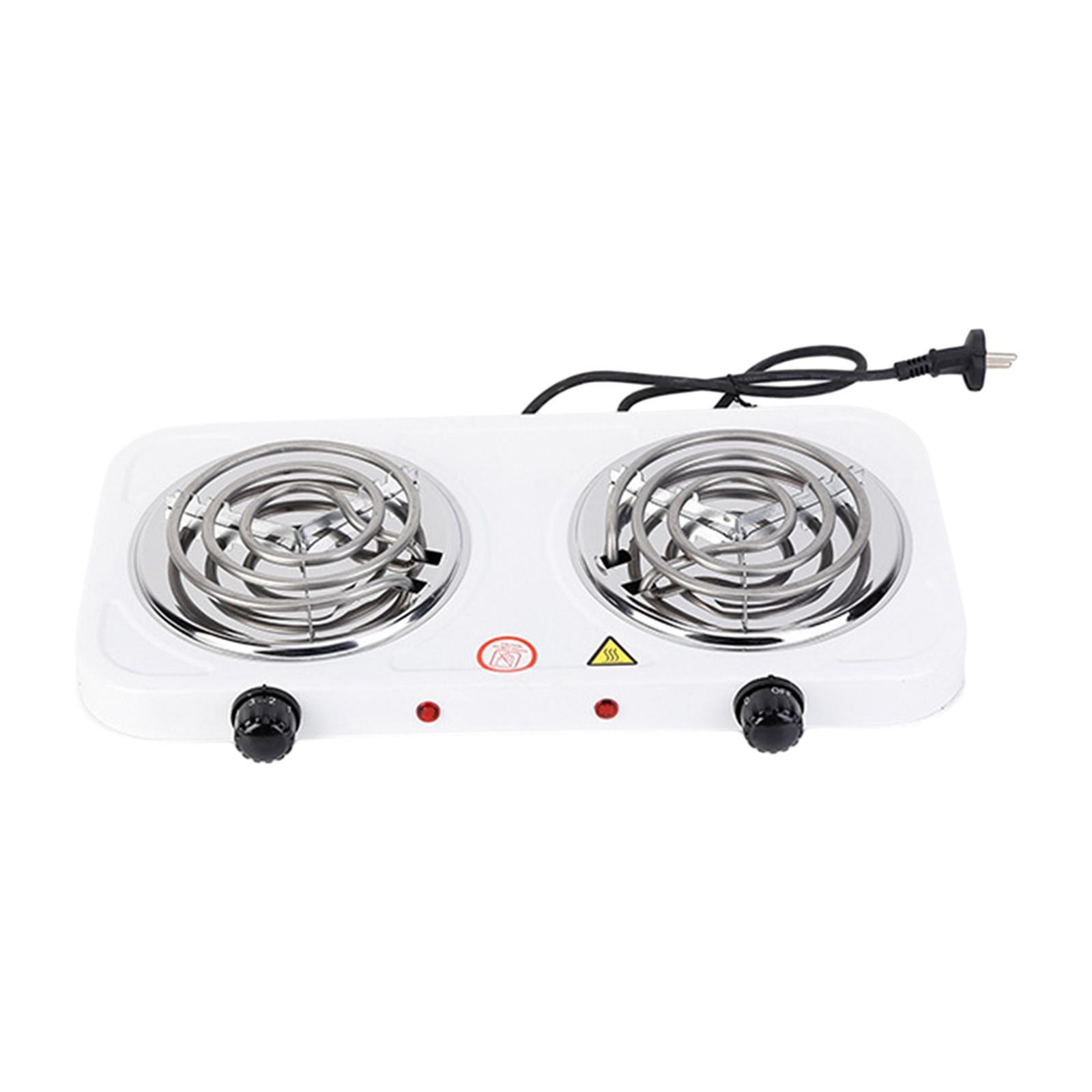 Electric Double Coil Burner Home Outdoor with Power Indicator Lights Compact