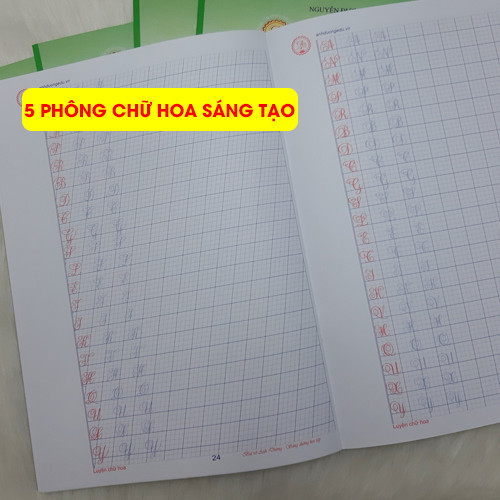 5 Tập Luyện Chữ In Hoa (3 Tập Mẫu, 1 Tập Trắng ô Nghiêng và 1 Tập Trắng ô Đứng)