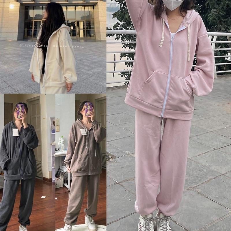 SET BỘ NỈ THU ĐÔNG KHOÁ NHIỀU MÀU SET BỘ ÁO HOODIE QUẦN NỈ - SET BỘ MÙA ĐÔNG DÀY DẶN (ảnh thật + video shop quay