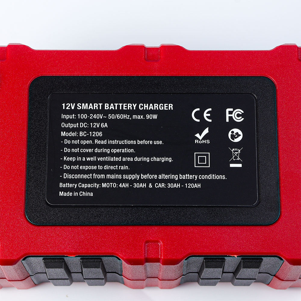 Sạc Ắc Quy 12V FOXSUR BC-1206 6A Tự Ngắt Sạc Thông Minh Có Màn Hình LCD Khử Sunfat Chống Ngược Cực