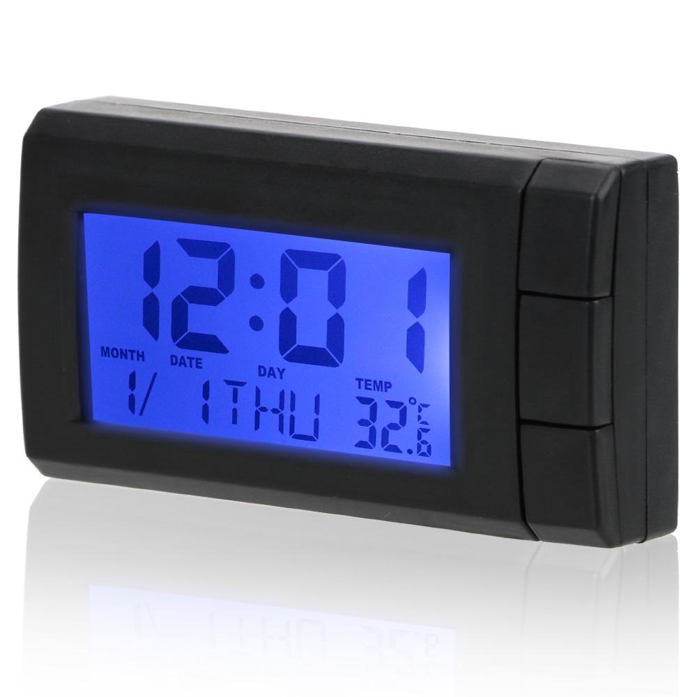 Đồng hồ điện tử tự dính màn hình LCD hiển thị nhiệt độ trang trí nội thất xe hơi