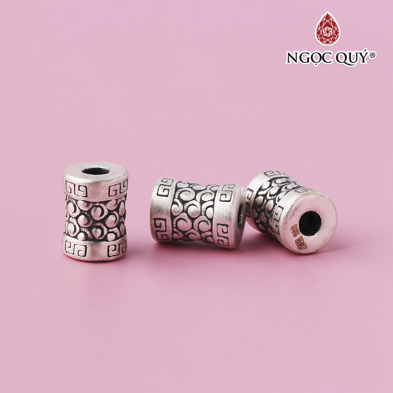 Charm bạc xỏ ngang họa tiết đám mây - Ngọc Quý Gemstones