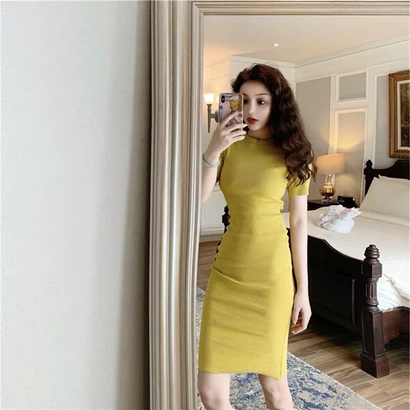 Đầm body thun gân