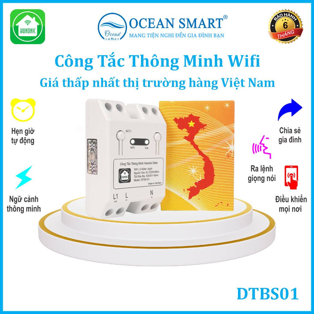 Công Tắc Thông Minh, Công Tắc Wifi Giá Rẻ Hunonic Datic Basic - DTBS01