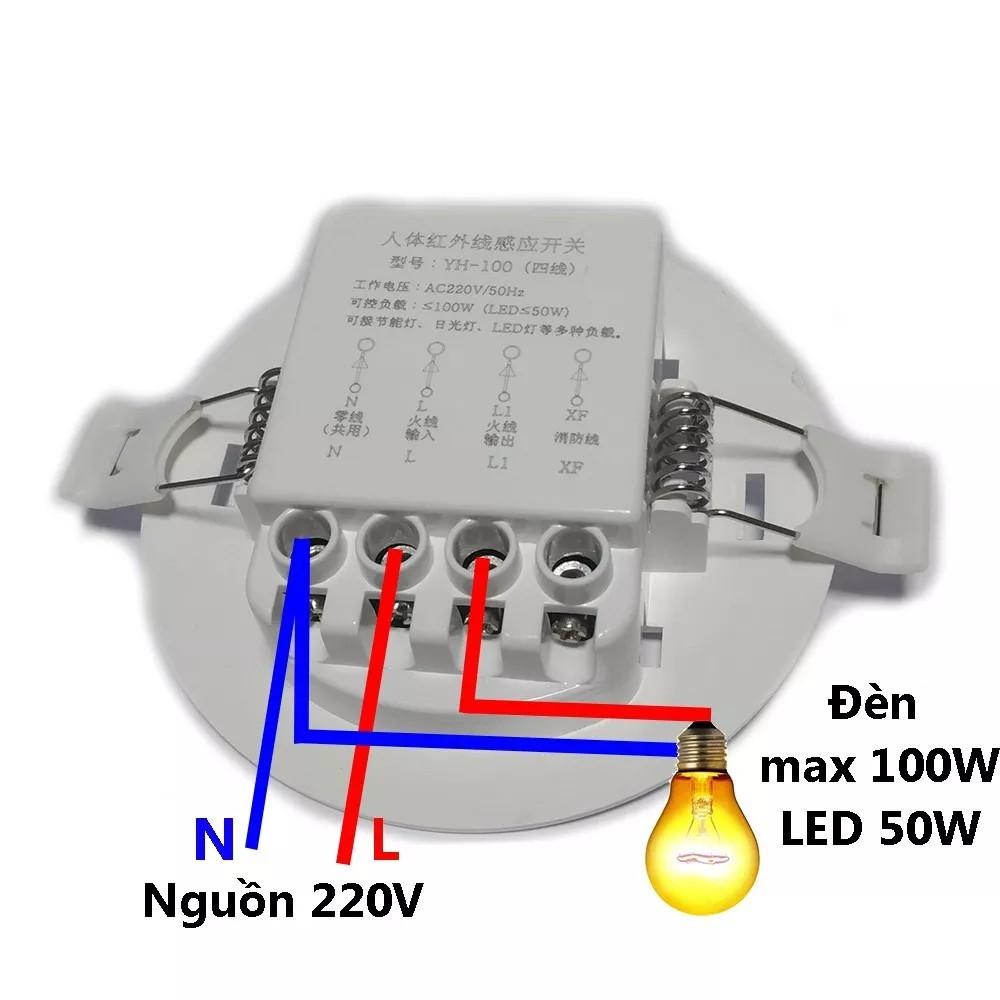 Công Tắc Cảm Biến Chuyển Động Hồng Ngoại Âm Trần 220V 100W Có Thể Chỉnh Độ Nhạy Và Thời Gian Sáng