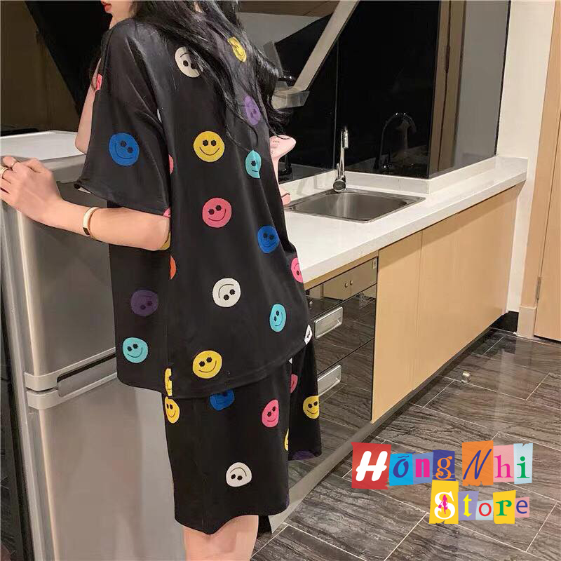 Bộ Ngủ Hoạt Hình Thun Thái Kèm Túi Vải Quần Đùi Dáng Rộng Cao Cấp - MM