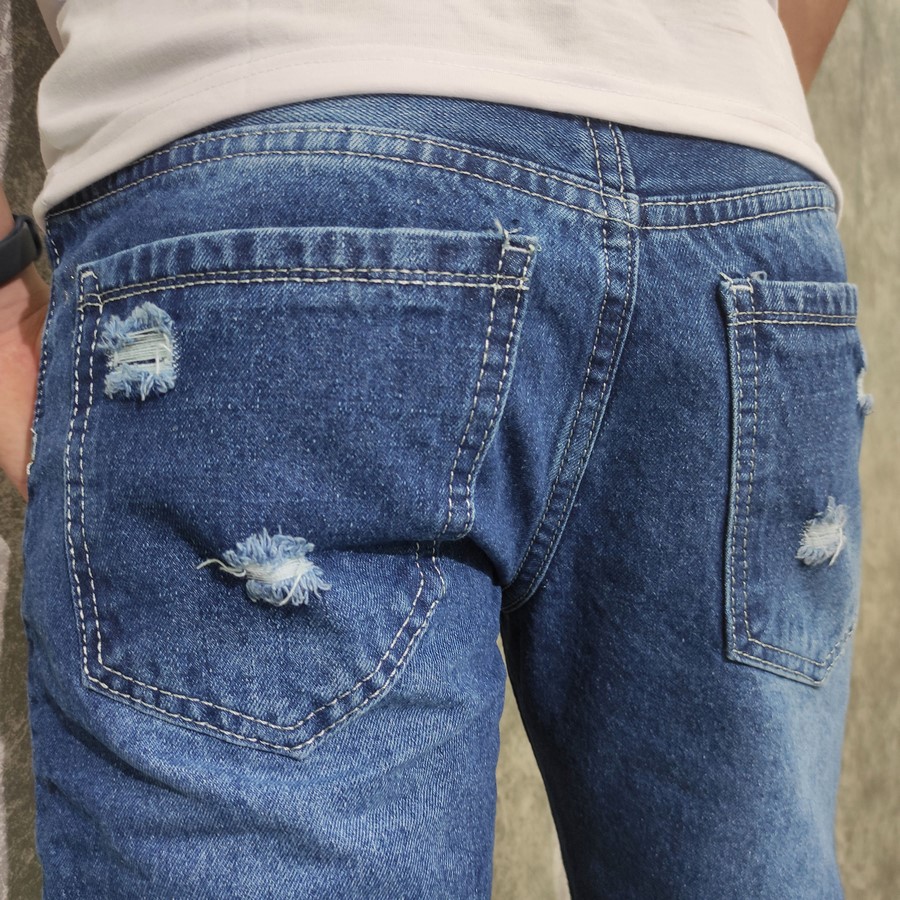 Quần short jeans nam xanh rách vải dày Q418 MĐ