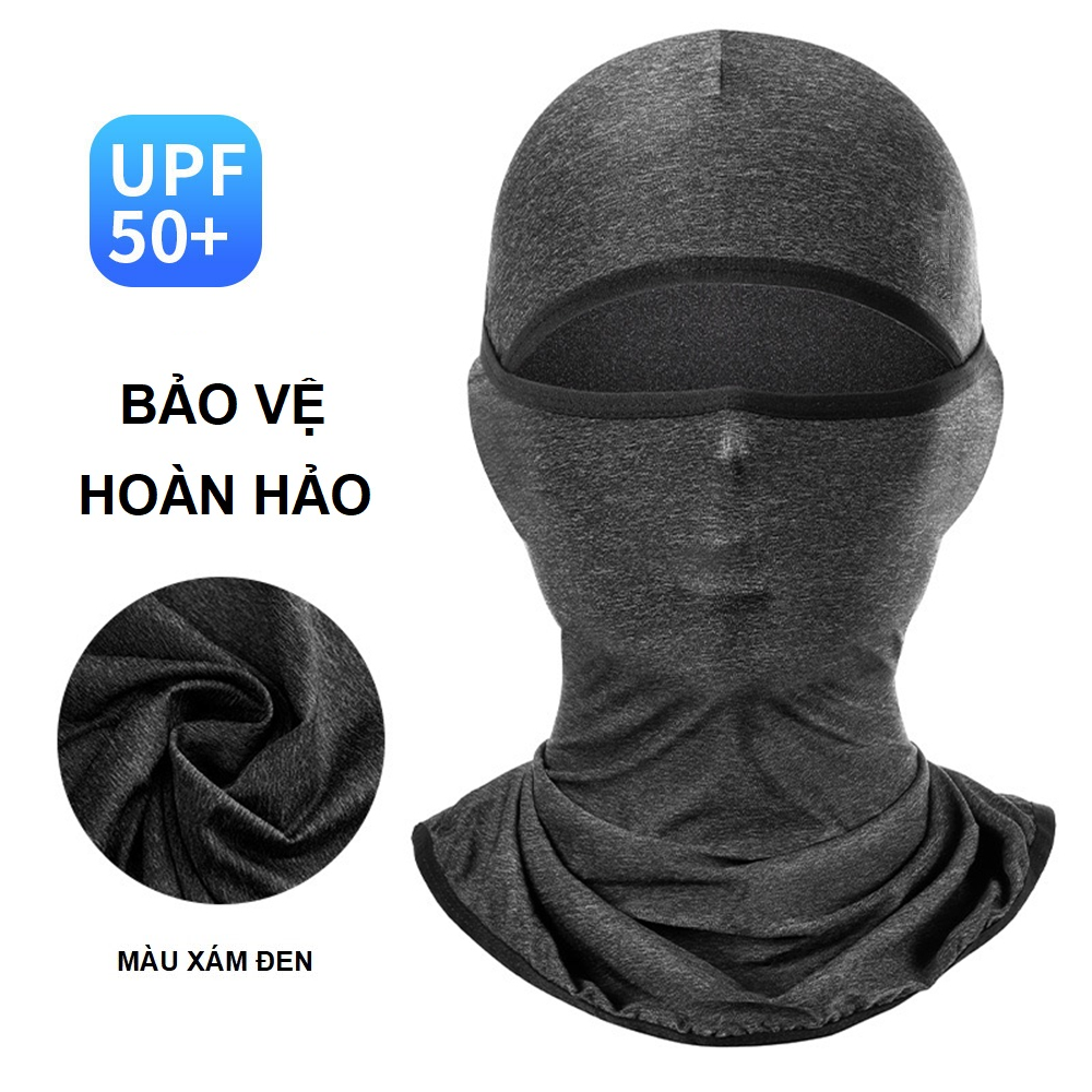 Khăn trùm đầu chống nắng nam fullface NJ09 - Cản 95% tia UV có hại - Vải Lycra mỏng, nhẹ, đàn hồi, thông thoáng