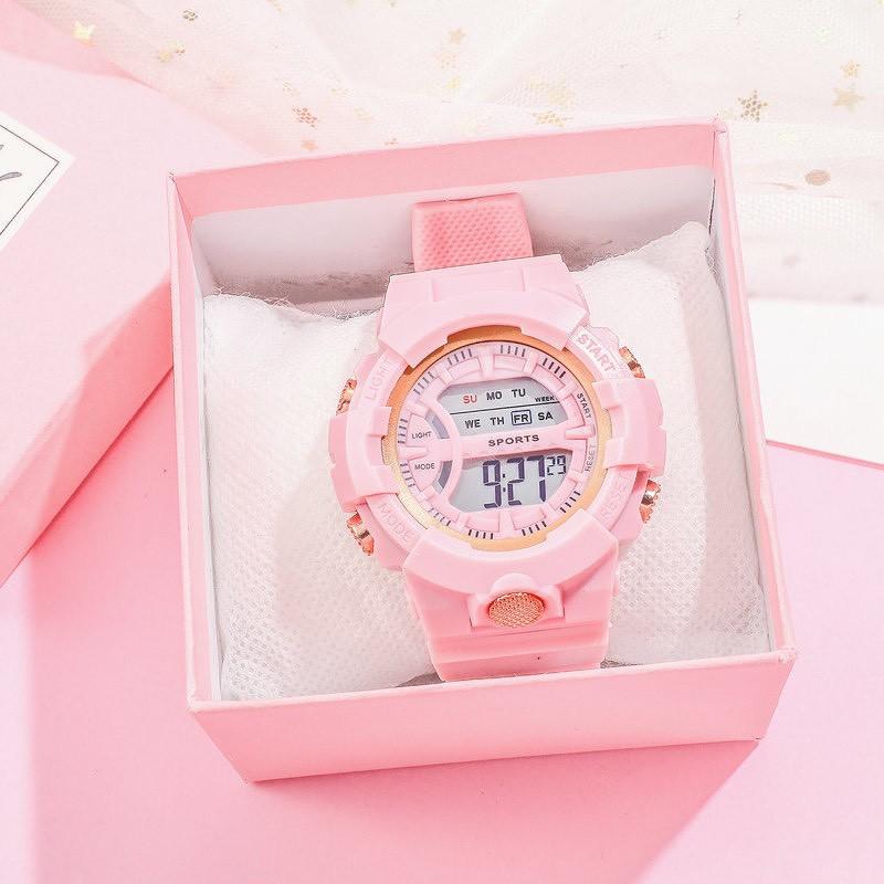 Đồng Hồ Điện Tử Nam Nữ Thể Thao Sport Watch Dây Cao Su Cao Cấp Mặt Tròn Hiển Thị Số Sang Trọng - Phong Cách Giới Trẻ