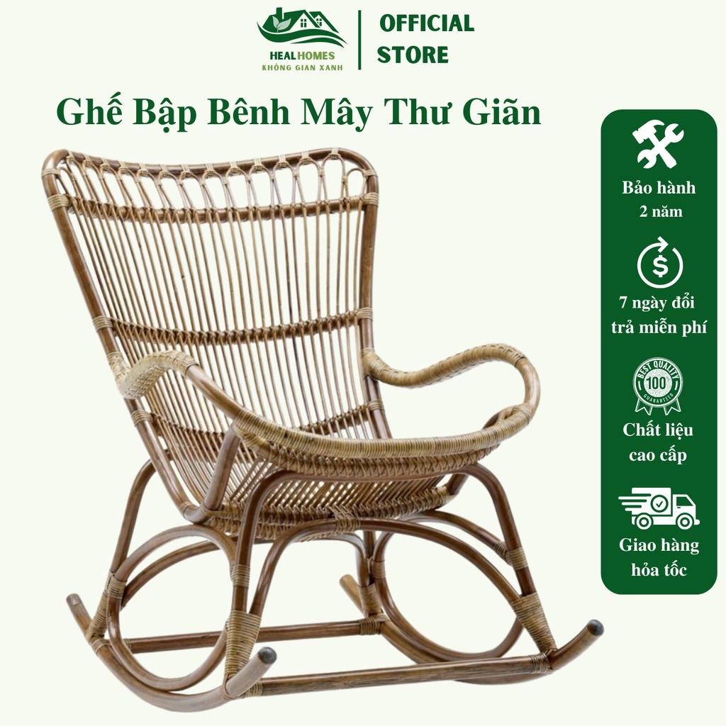 Ghế lười bập bênh thư giãn mây phòng ngủ người già, decor ban công đọc sách, trang trí phòng khách xem tivi / HealHomes