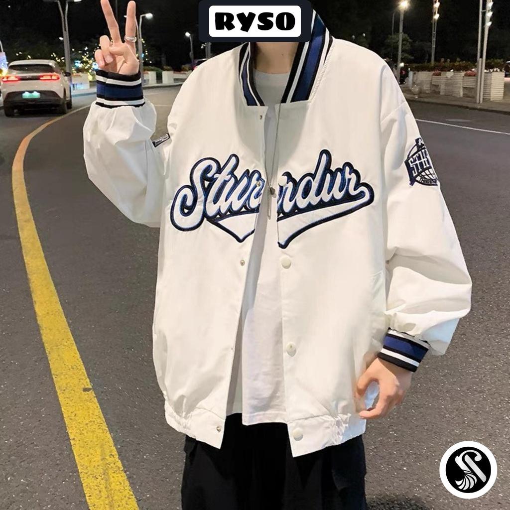 Áo khoác bomber bóng chày form rộng vải dù cao cấp Varsity dáng Unisex nam nữ