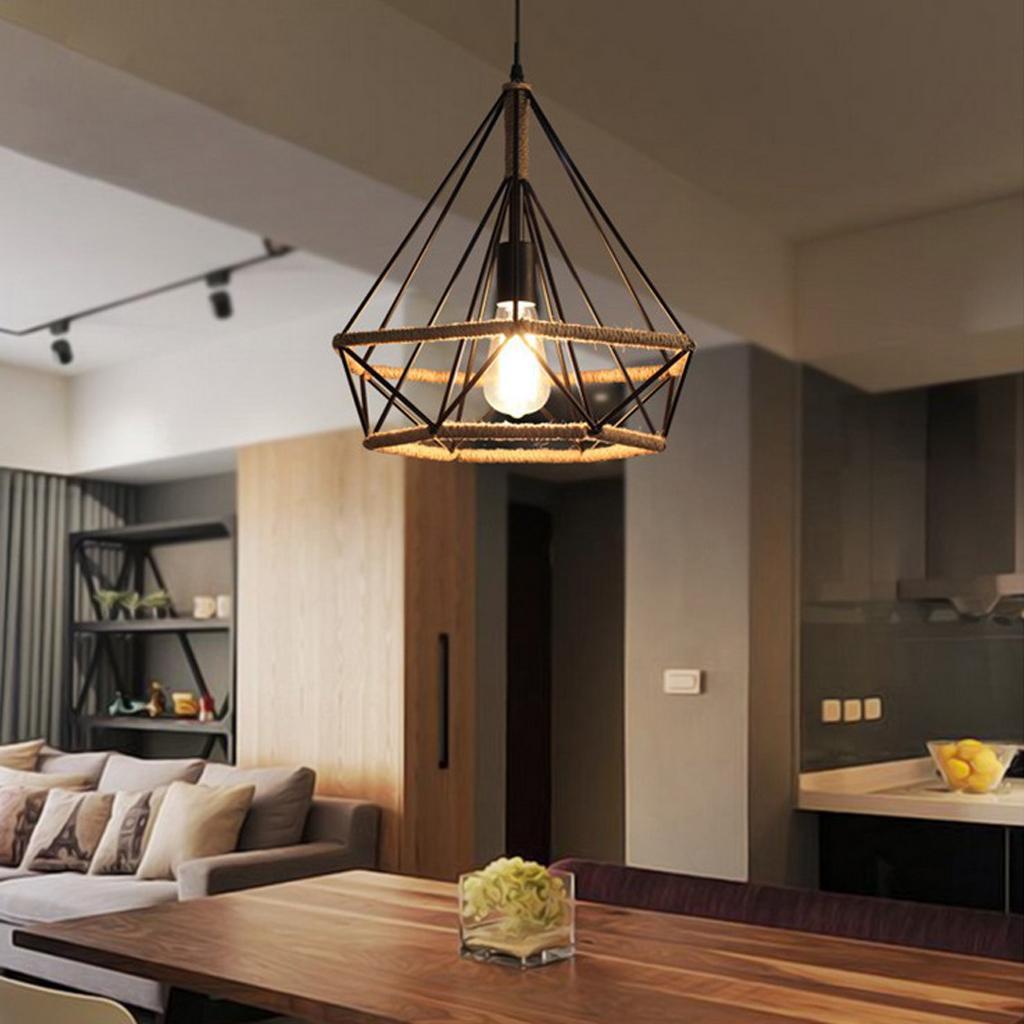 Vintage Black Metal Iron Ceiling Pendant Lampshade Hanging Chandelier Light