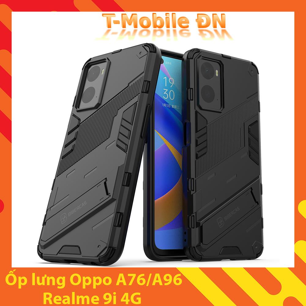 Ốp lưng cho Oppo A76 A96 Realme 9i 4G chống sốc Iron Man PUNK cao cấp kèm giá đỡ