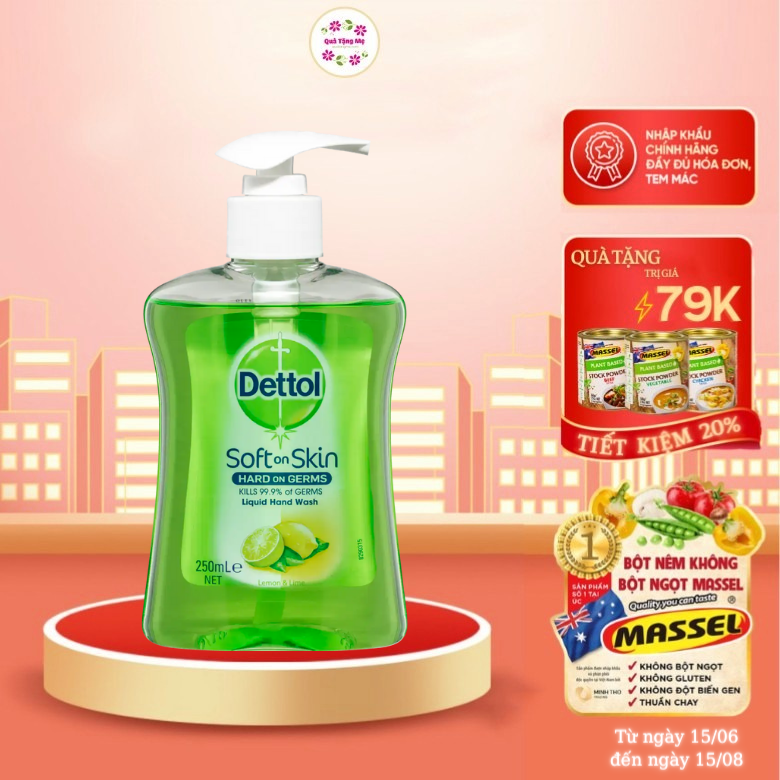 Nước rửa tay diệt khuẩn Dettol Hand Wash dưỡng da 250ml - QuaTangMe Extaste