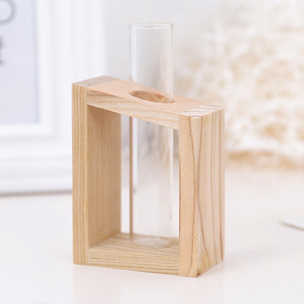 Tabletop Planter Flower Bud Vase Desktop Glass Terrarium Wooden Stand Test Tube Vase for Propagating Hydroponic Plants Home Garden Wedding Decoration