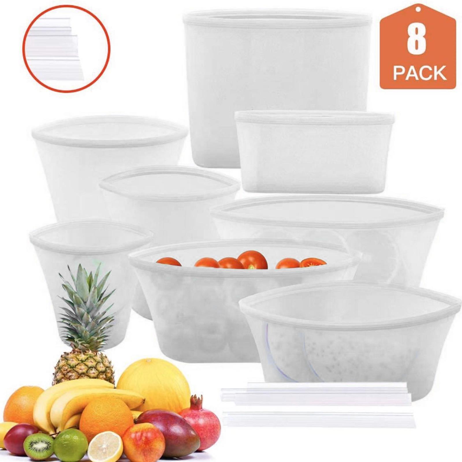 8x Reusable Food Storage Containers Food Containers, for Lunch Vegetables Cooking Fruits