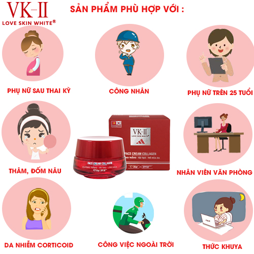 Kem Dưỡng Trắng - Tái Tạo - Trẻ Hóa Collagen VK II 35g