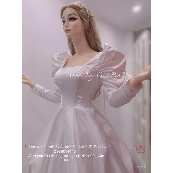 Váy cưới phi đi bàn- làm lễ loại công chúa xoè siêu to siết eo giảm