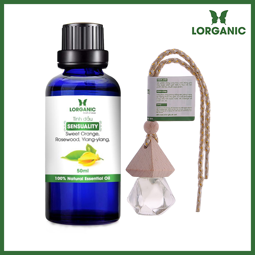 Combo tinh dầu quyến rũ sensual Lorganic +tinh dầu quyến rũ sensual Lorganic treo xe hơi, tủ áo / Tinh dầu thiên nhiên nguyên chất/ Hương thơm ngọt ngào, quyến rũ.