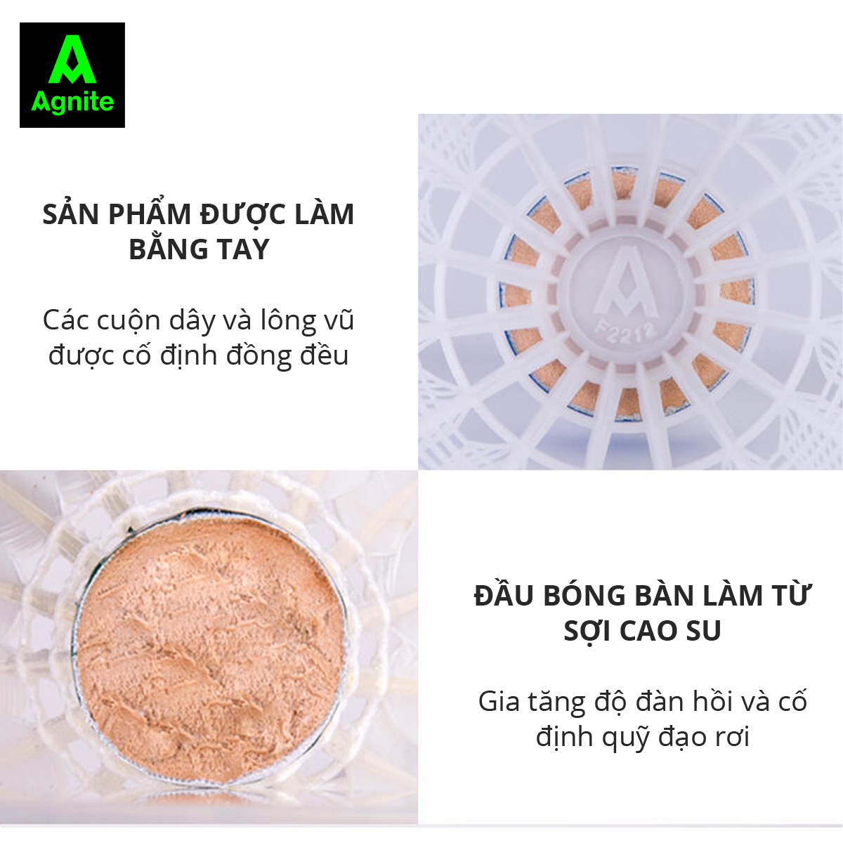 Cầu lông nhựa chính hãng Agnite - siêu bền - phù hợp tập luyện, chơi thể thao - F2212
