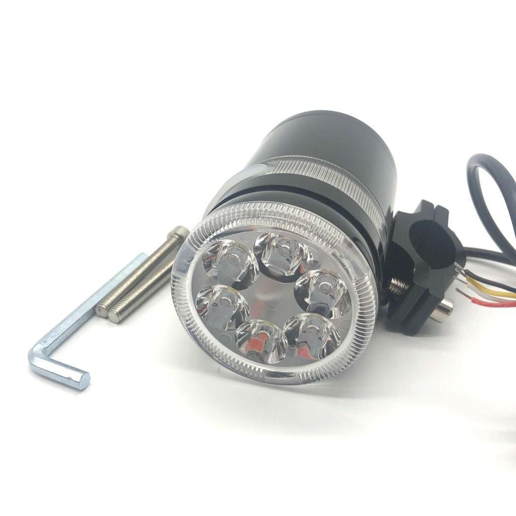 Đèn pha xe máy 6 bóng LED kết nối Bluetooth có vòng đỡ điện thoại
