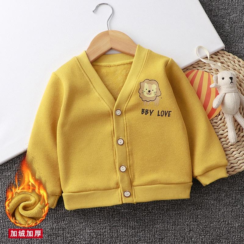 Áo cardigan lót lông mềm mịn và ấm áp, áo khoác nhẹ thu đông cho bé trai và bé gái size từ 3 tháng đến 6 tuổi