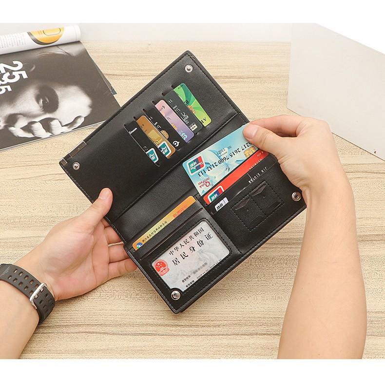 Ví dài cầm tay nam bấm góc bản châu âu FB11 Tặng móc khóa nam