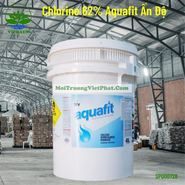 Chlorine Aquafit Ấn Độ 70%, Bột Clorua vôi, Chlorine khử trùng nước, đồ dùng (Thùng 45 Kg)