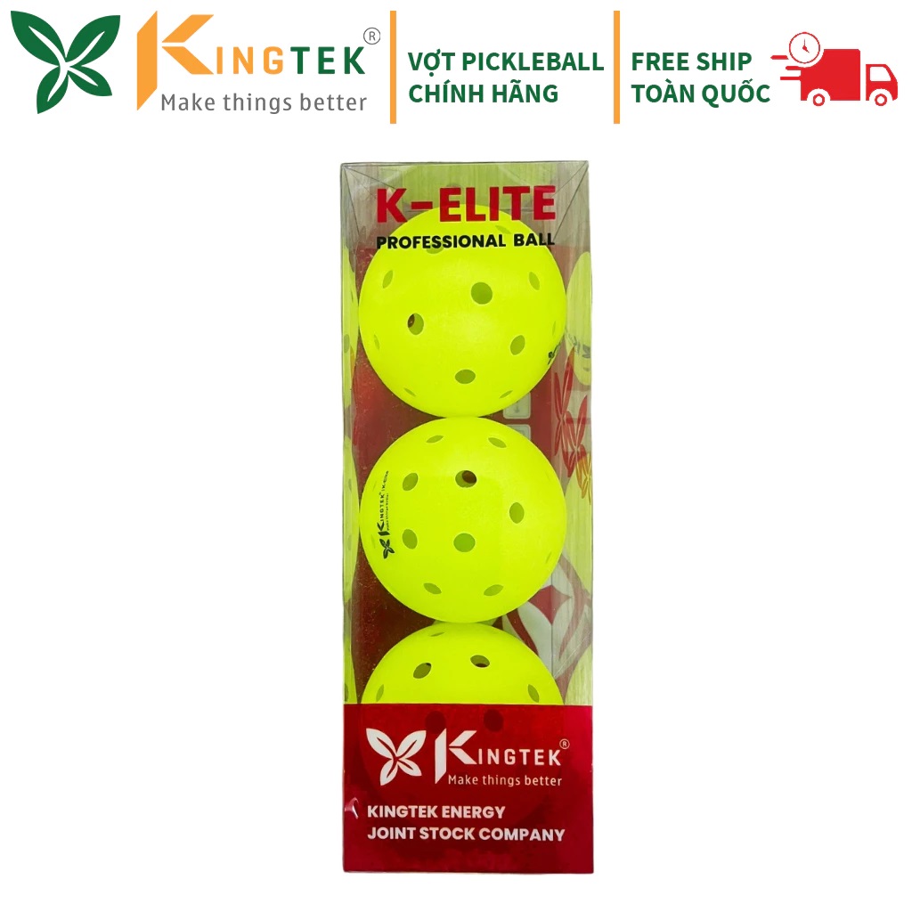 Bóng Pickleball tiêu chuẩn thi đấu Kingtek K-Elite, Hộp 03 bóng
