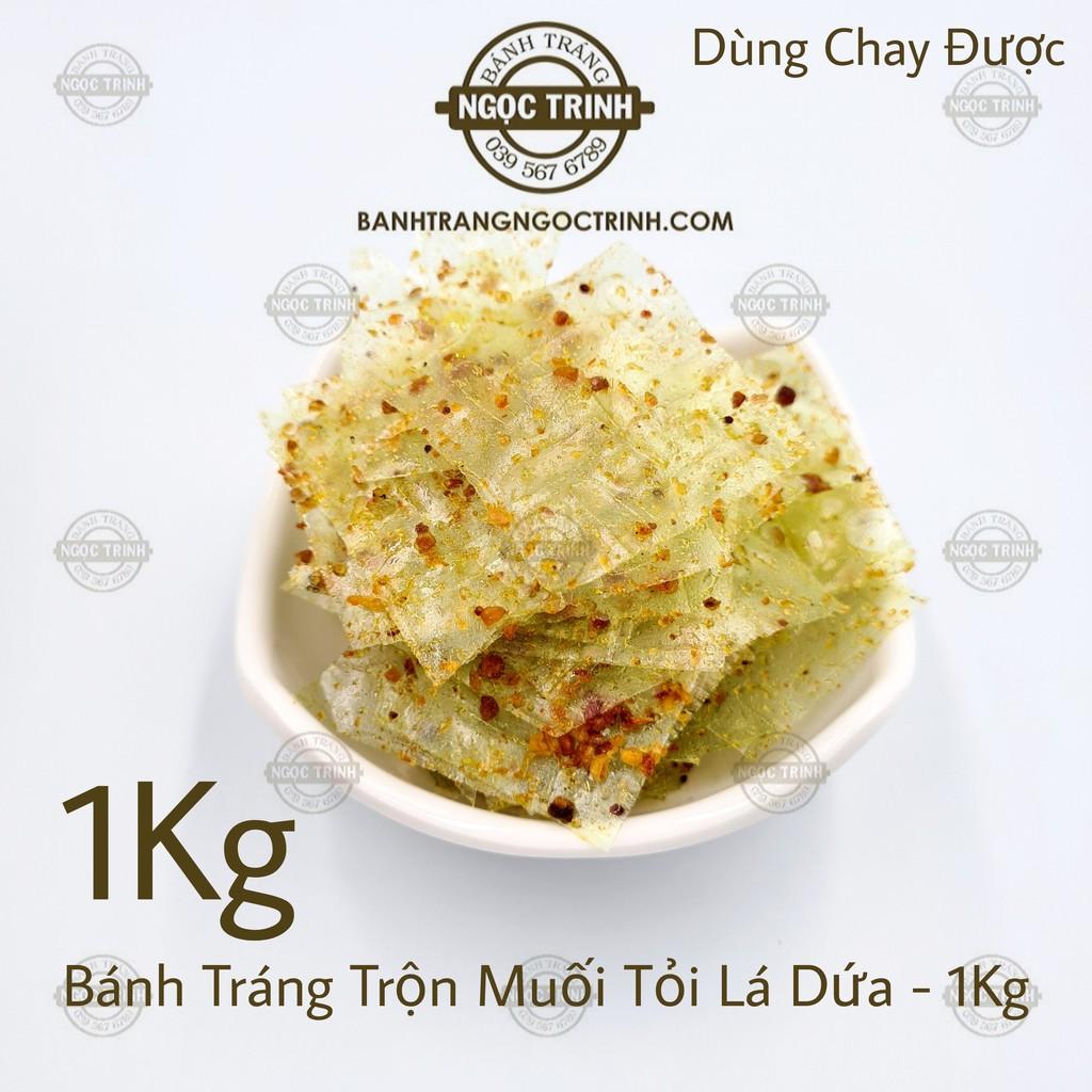 (Túi 1Kg) Bánh tráng trộn muối tỏi lá dứa siêu ngon bánh tráng Ngọc Trinh