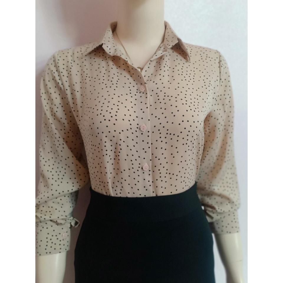 Áo sơ mi nữ lụa chấm bi A4097 đủ size 40-90kg