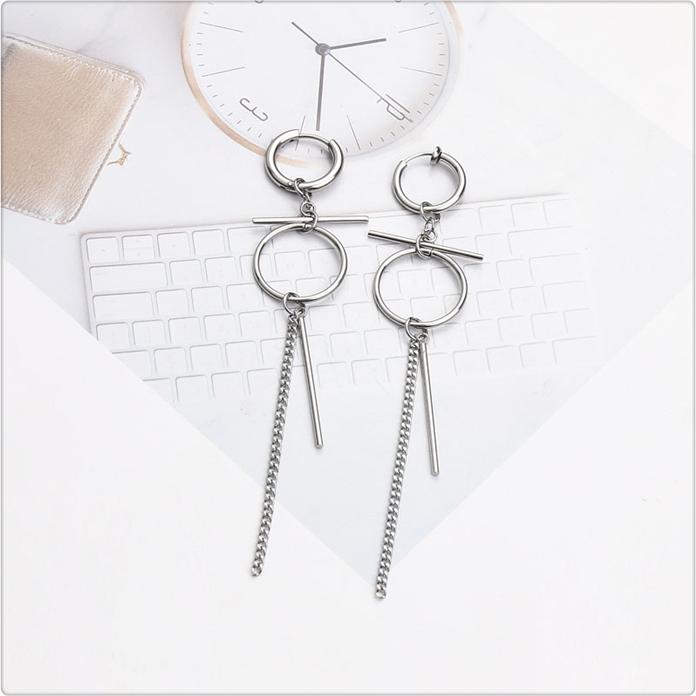 Khuyên tai bông tai idol vòng tròn thanh nhỏ Unisex