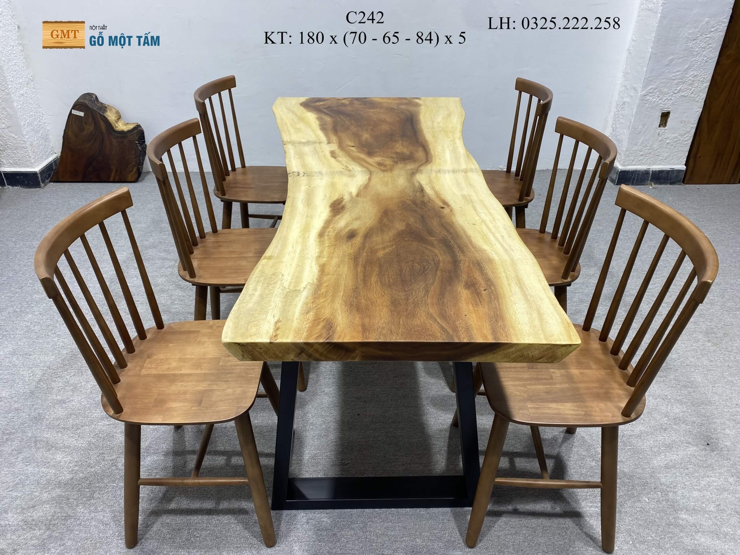 Bàn Sân Vườn Gỗ Me Tây, Bàn Cafe Gỗ Me Tây, Bàn Gỗ Me Tây Nguyên Tấm Dài 1,8m Rộng 84cm Dày 5cm