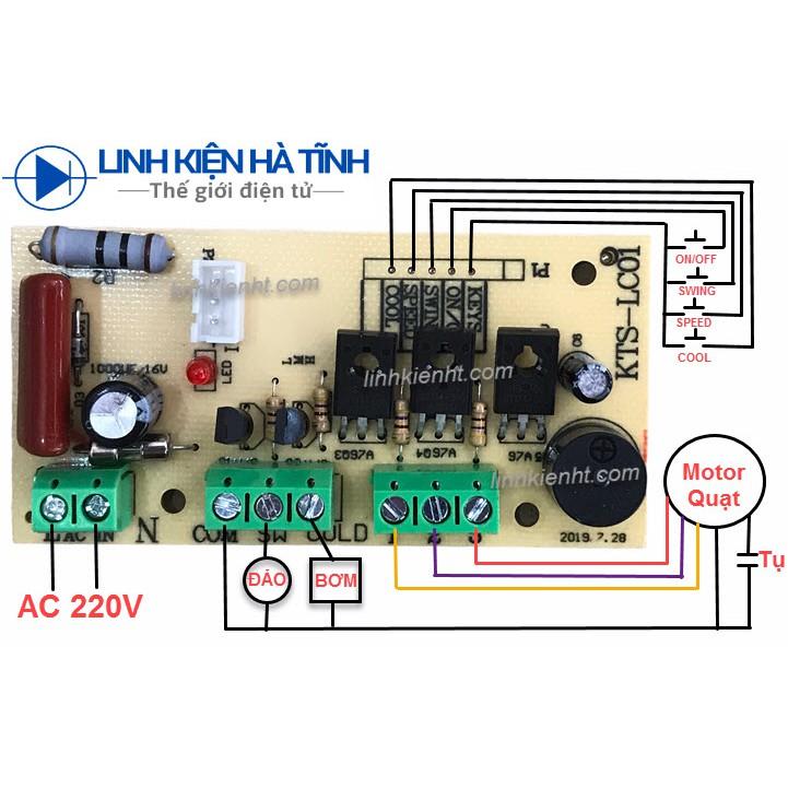 Mạch quạt điều hòa bo quạt điều hòa mạch quạt hơi nước bo quạt hơi nước đa năng công suất 300W có sơ đồ đấu nối