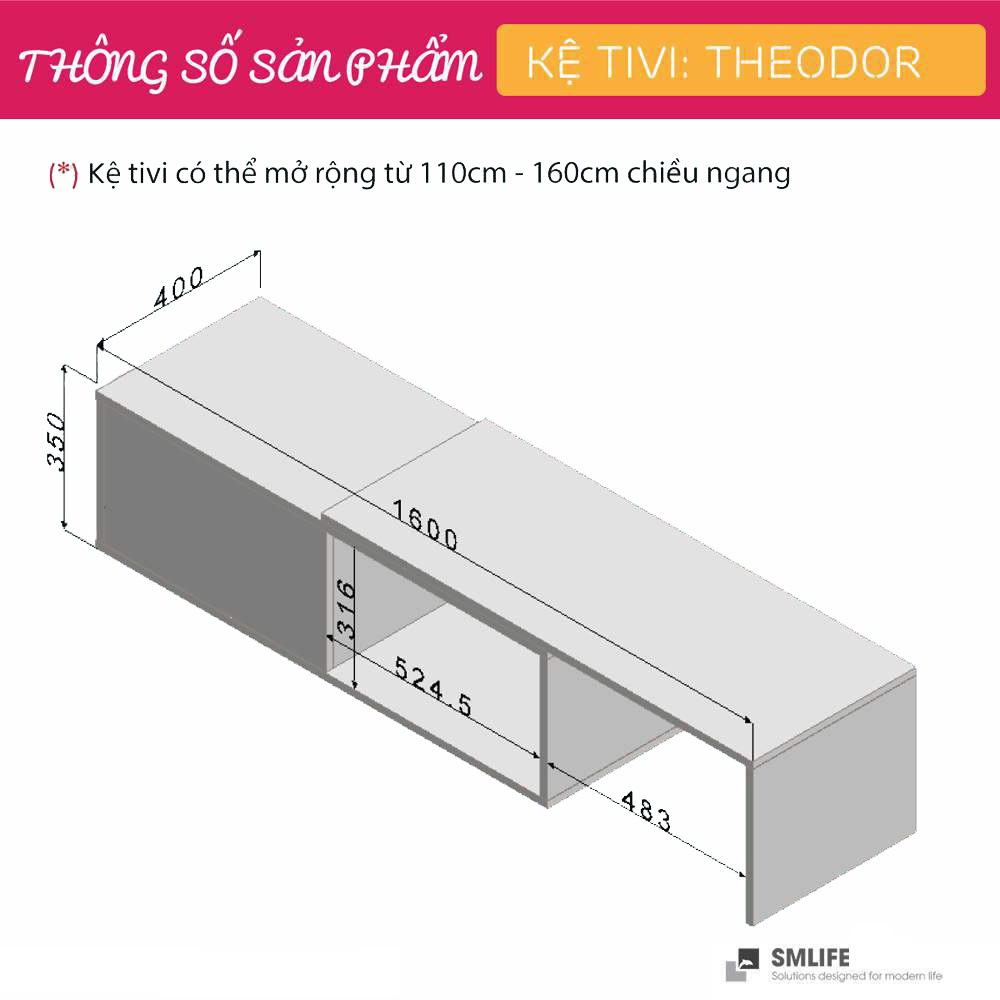 Kệ Tivi gỗ hiện đại SMLIFE Theodor