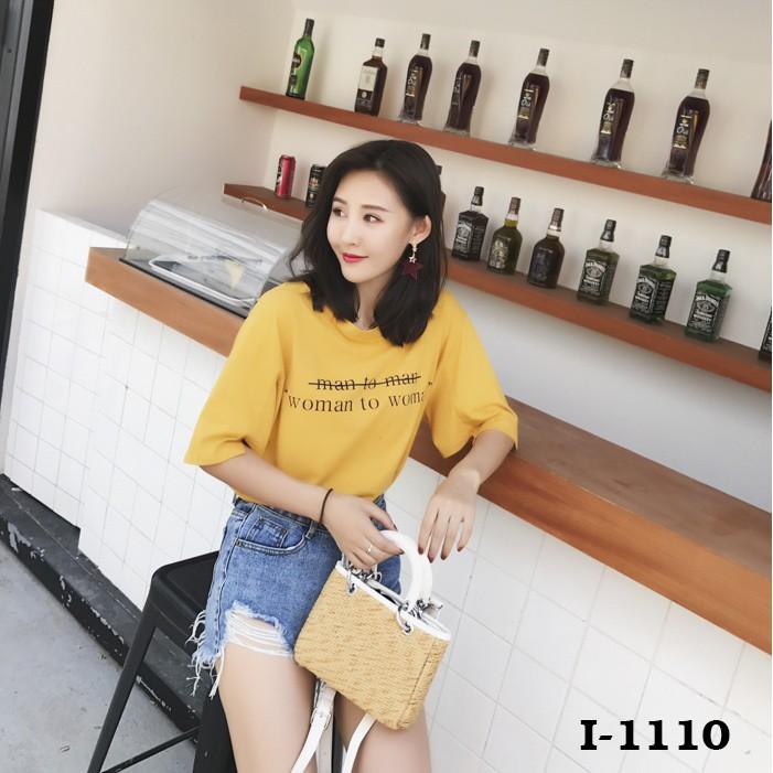 Áo Thun Nữ Tay Lỡ In Chữ Đơn Giản