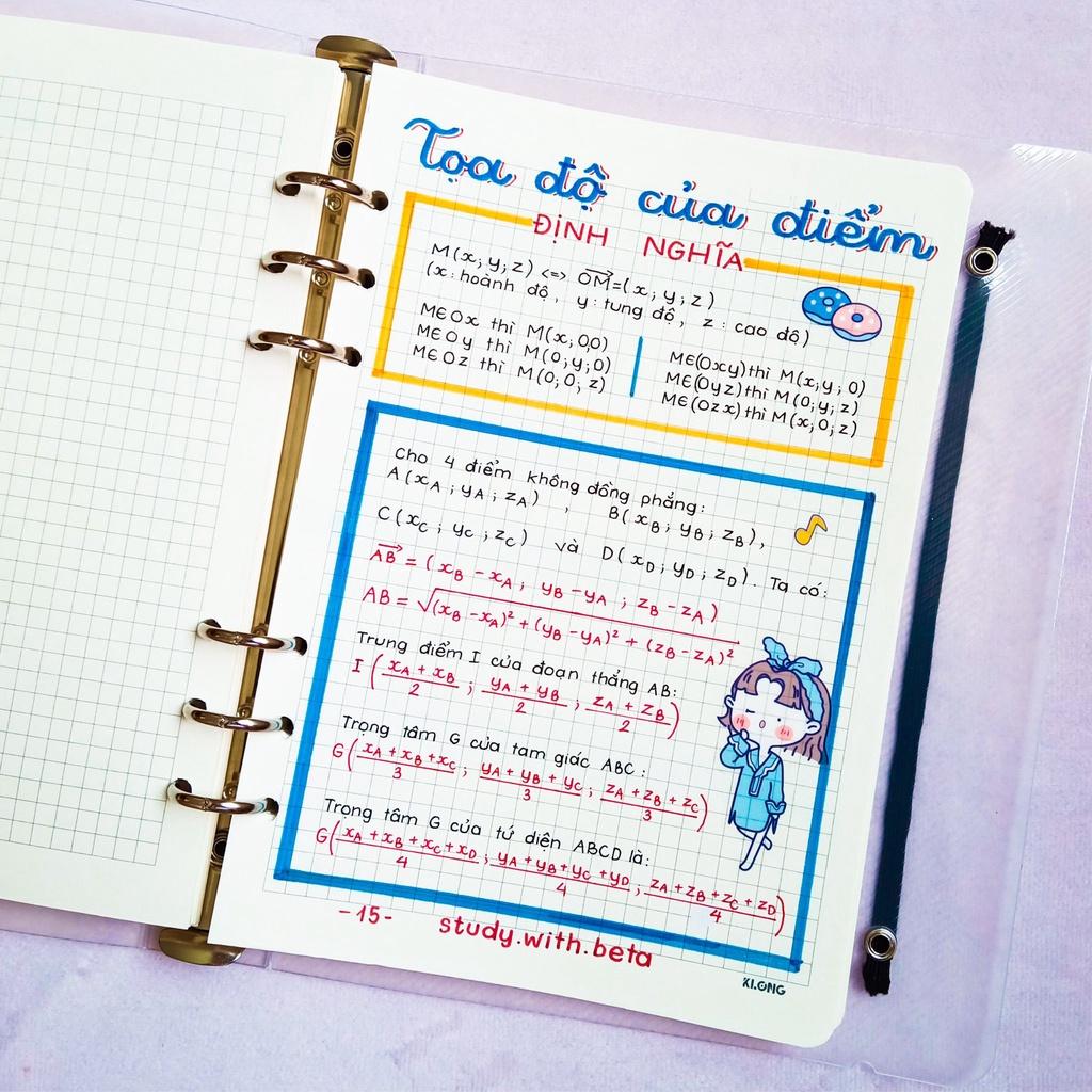 Sổ takenote HÌNH HỌC toán 12, sổ còng binder toán giúp học tốt toán 12, sổ tay ghi chép vẽ sticker, sổ lò xo A5 của BETA