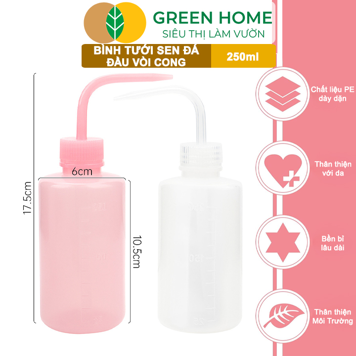 Bình Tưới Cây GreenHome, Vòi Cong 250ml, Phù Hợp Cho Sen Đá, Xương Rồng, Màu Sắc Ngẫu Nhiên
