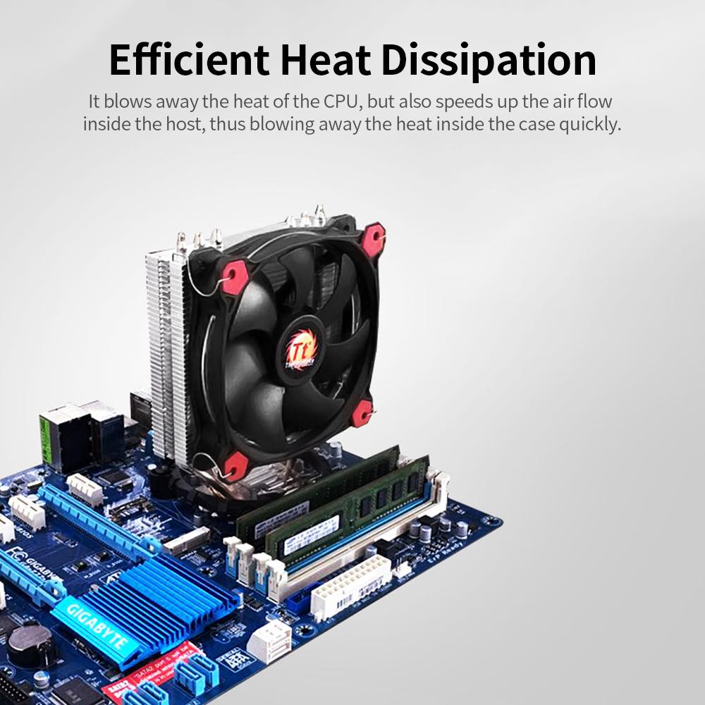 Quạt chịu thủy lực Thermaltake CPU Air Cooler 120mm Red LED 3 Ống dẫn nhiệt tiếp xúc trực tiếp Vây nhôm cho Intel