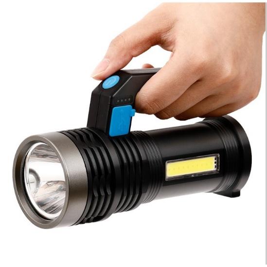 Đèn pin cam tay sạc điện 2 in 1 có dây sạc - đèn pin di động siêu sáng - đèn pin mini - den pin cam tay - đèn bão - đèn cắm trại dã ngoại -moc khoa den