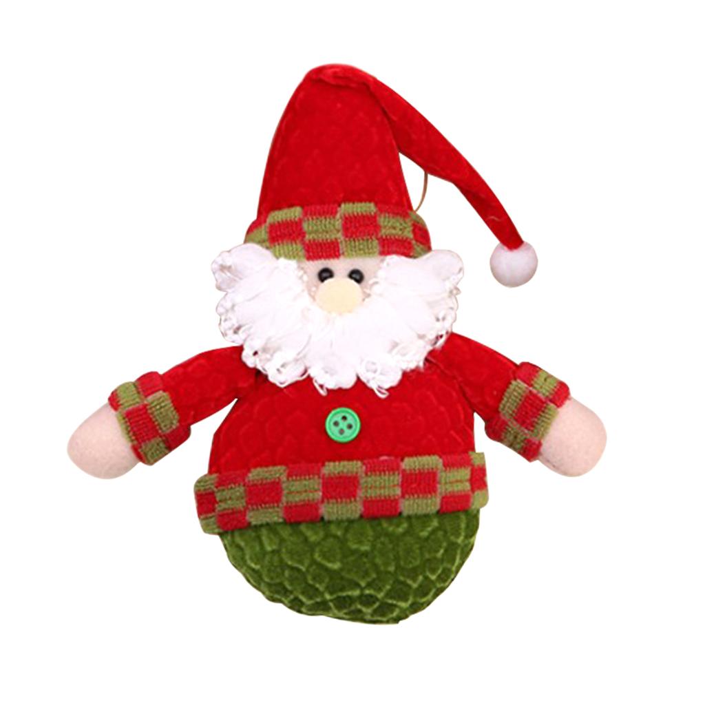 Christmas Santa Snowman Elk Plush Doll Christmas Tree Hanging Decoration A